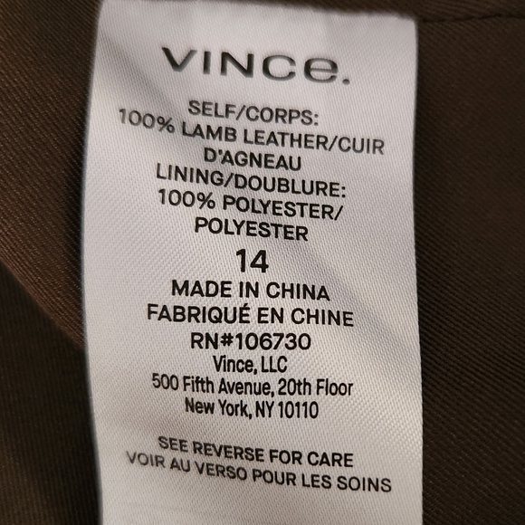 ☘NWOT VINCE Dark Olive Lambskin Leather Midi Skirt with Buckled Belt-Women sz 14 - Picture 11 of 12